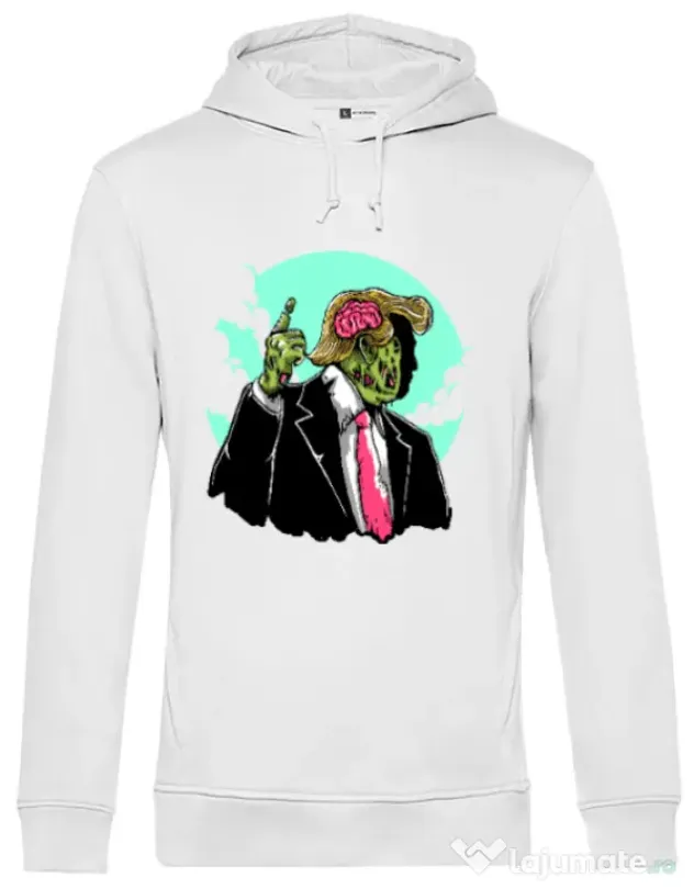 Hoodie barbat cu gluga Make zombies great again Alb