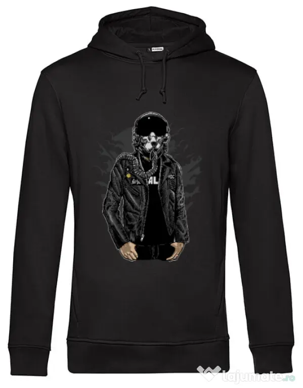 Hoodie barbat cu gluga Sky fighter Negru