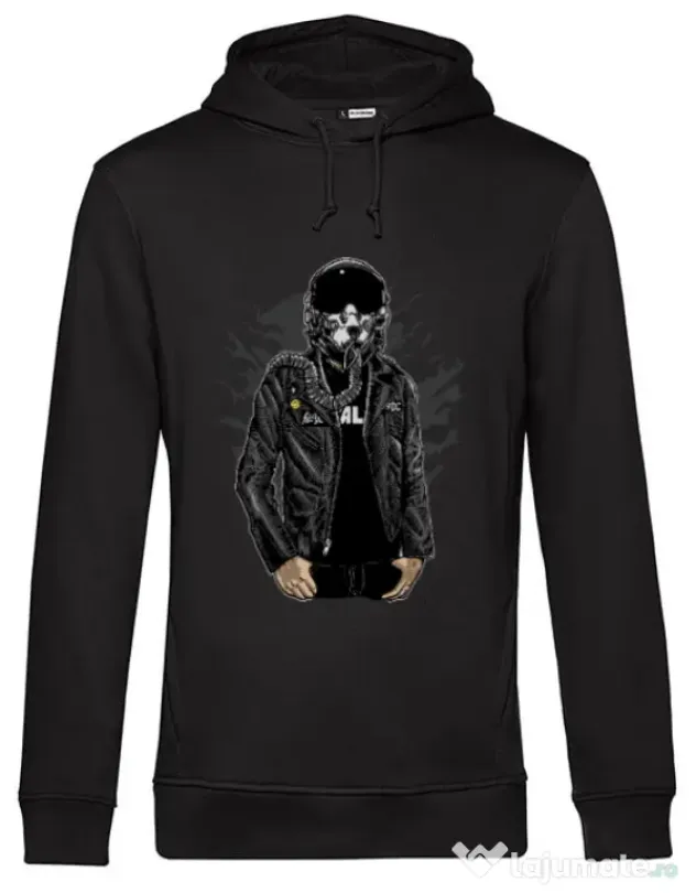 Hoodie barbat cu gluga Sky fighter Negru