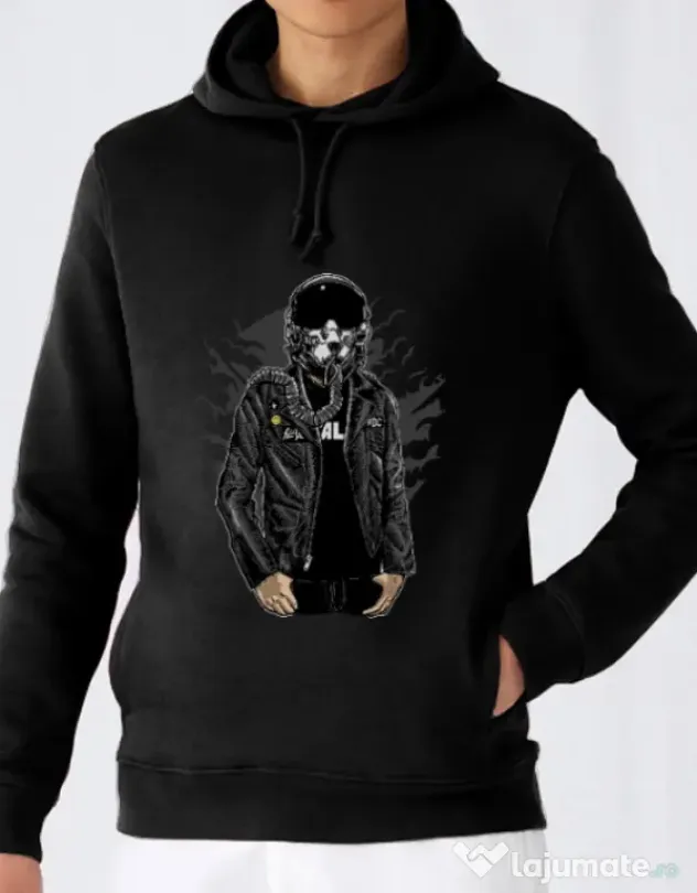 Hoodie barbat cu gluga Sky fighter Negru
