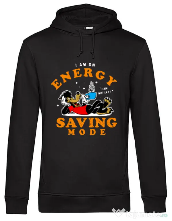 Hoodie barbat cu gluga Energy saving mode Negru