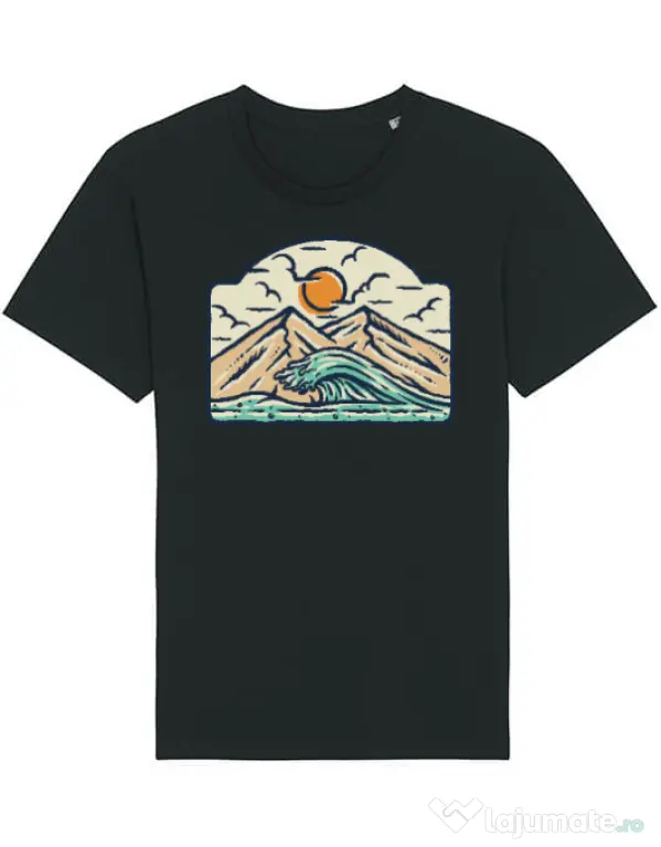 Tricou STANLEY STELLA barbat Mountain and wave Negru