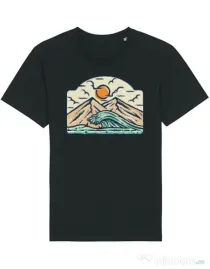 Tricou STANLEY STELLA barbat Mountain and wave Negru