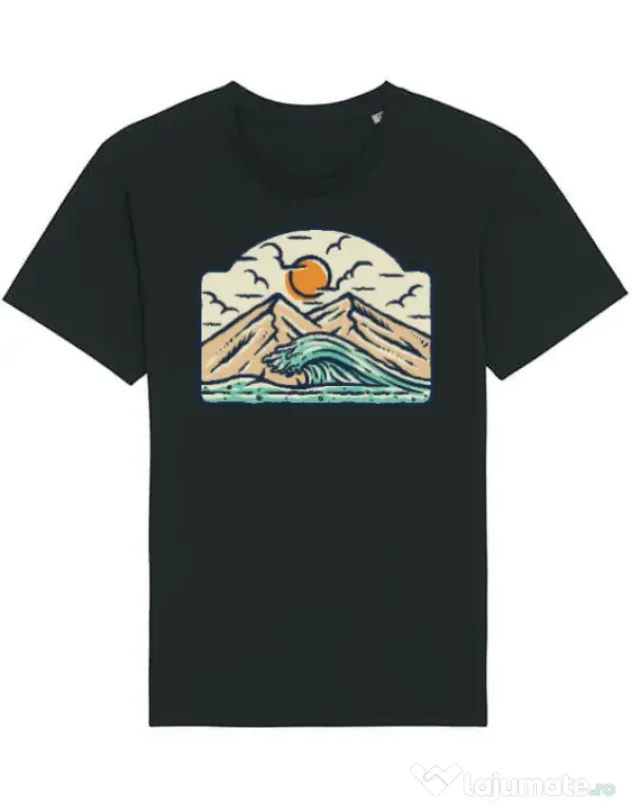 Tricou STANLEY STELLA barbat Mountain and wave Negru