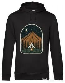 Hoodie barbat cu gluga Camp mountain night Negru