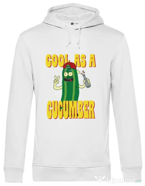 Hoodie barbat cu gluga Cool as cucumber Alb
