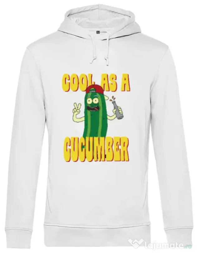 Hoodie barbat cu gluga Cool as cucumber Alb