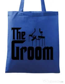 Sacosa personalizata Mire The groom Albastru regal