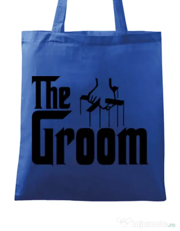 Sacosa personalizata Mire The groom Albastru regal