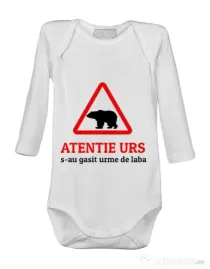 Baby body Atentie urs Alb