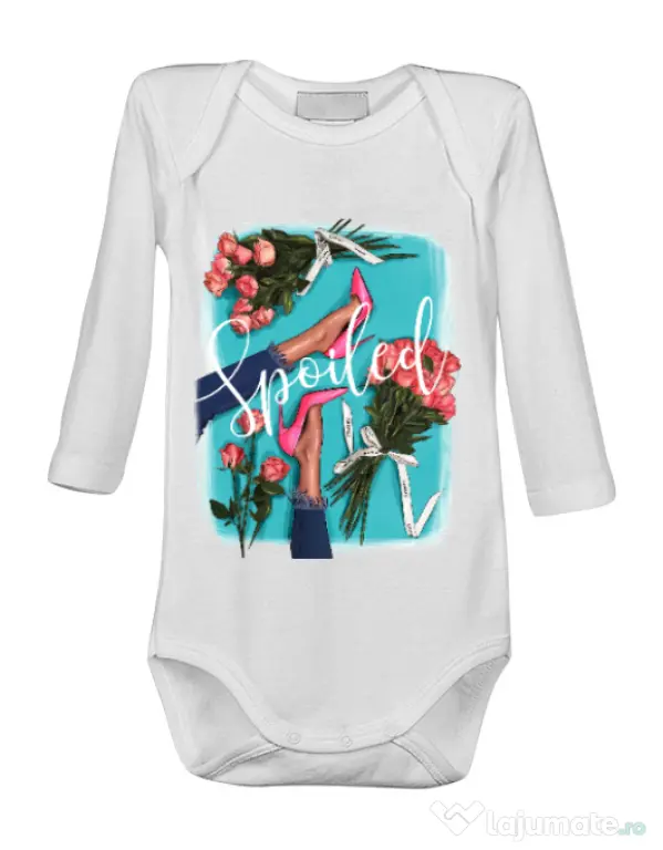 Baby body High Heels and roses Alb