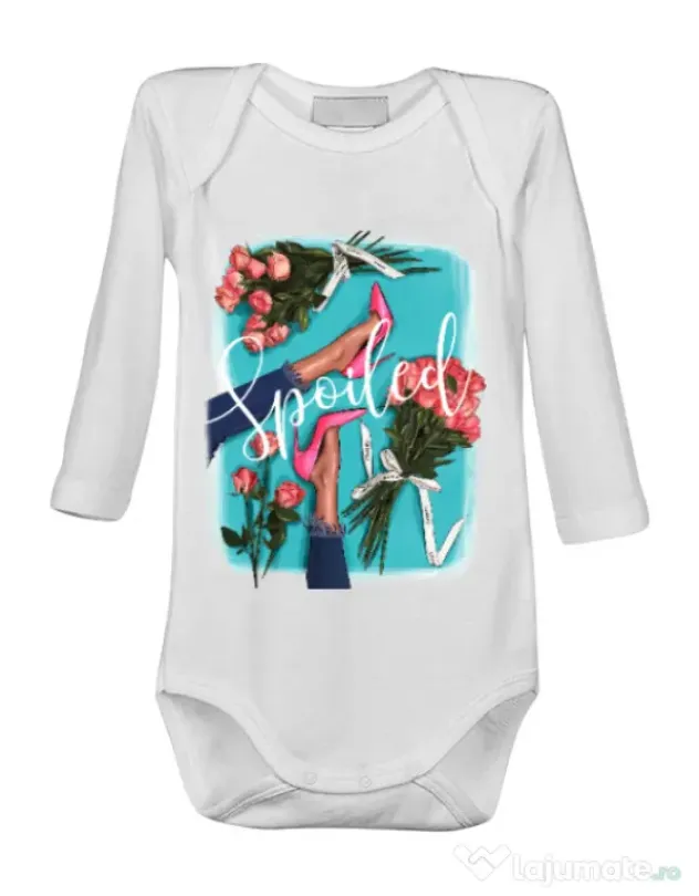 Baby body High Heels and roses Alb