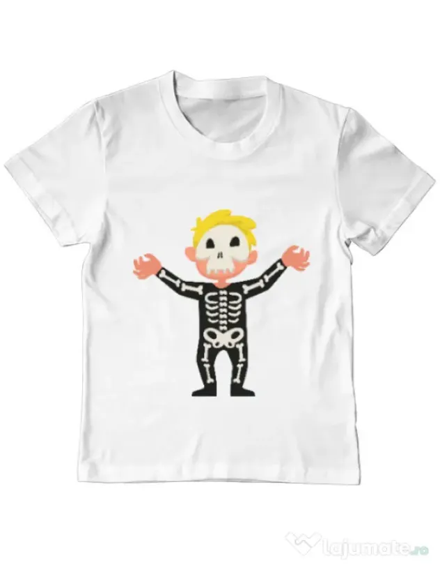 Tricou ADLER copil Halloween Skull Alb