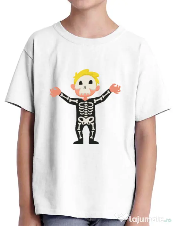 Tricou ADLER copil Halloween Skull Alb