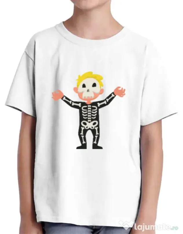Tricou ADLER copil Halloween Skull Alb