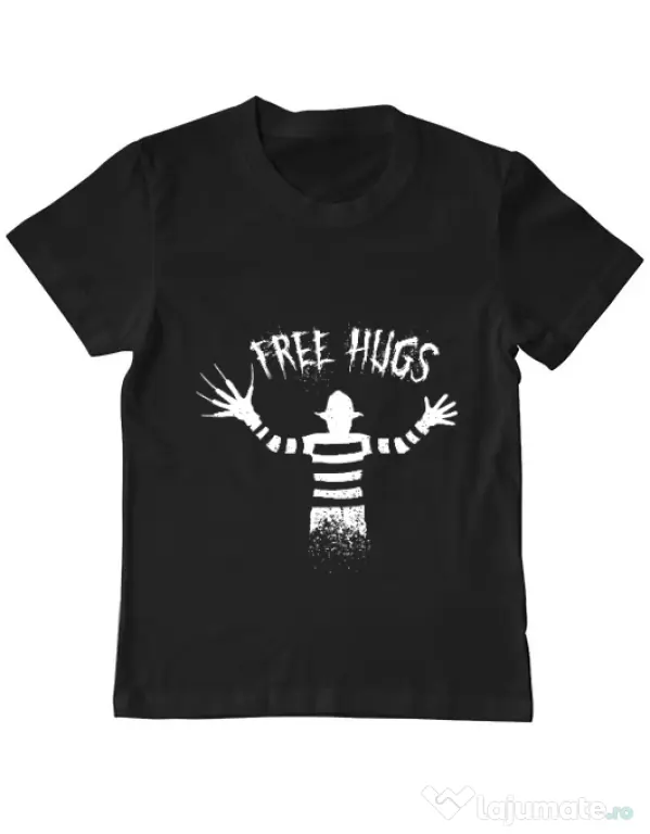 Tricou ADLER copil Free hugs Negru