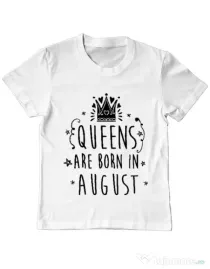 Tricou ADLER copil Queens are born in August Alb