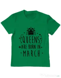 Tricou ADLER copil Queens are born in March Verde mediu