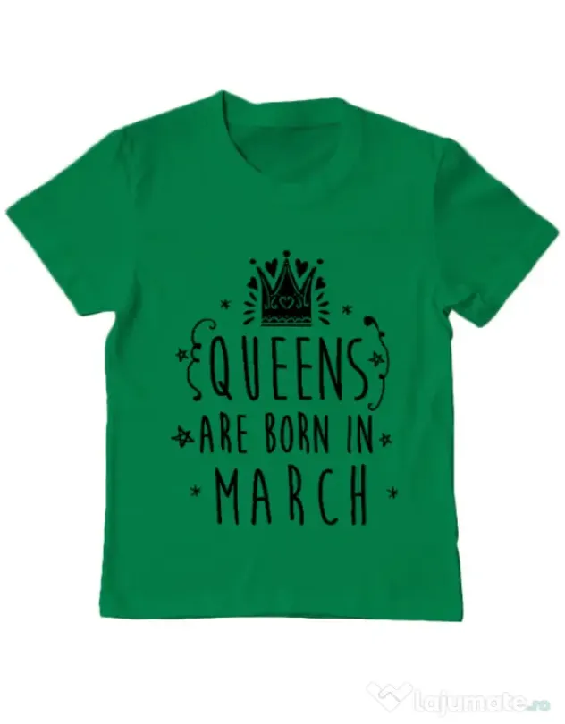 Tricou ADLER copil Queens are born in March Verde mediu