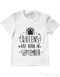 Tricou ADLER copil Queens are born in September Alb