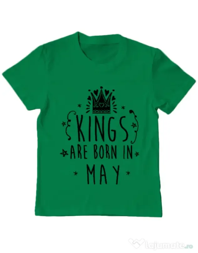Tricou ADLER copil Kings are born in May Verde mediu