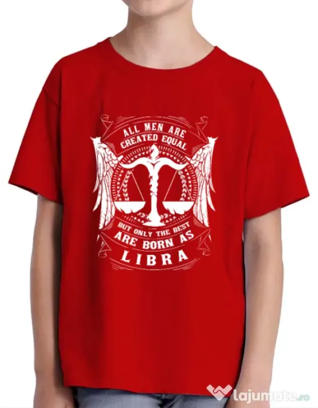 Tricou ADLER copil The best men are born as Libra Rosu