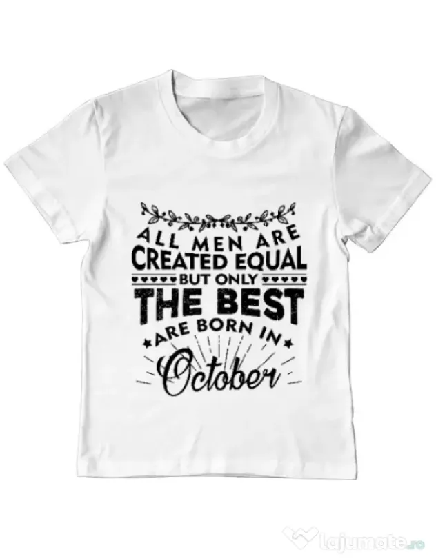 Tricou ADLER copil The best men are born in October Alb