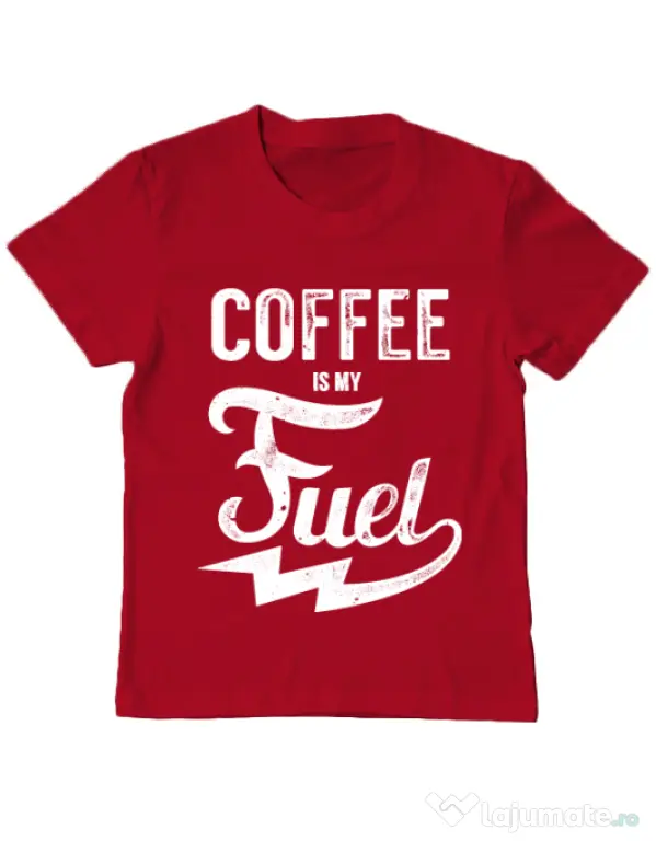 Tricou ADLER copil Coffee is my fuel Rosu