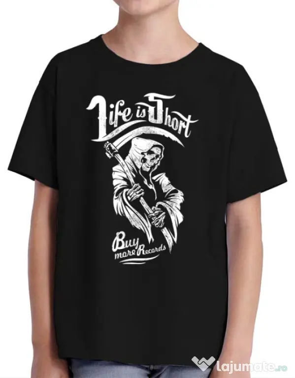 Tricou ADLER copil Life is short Negru