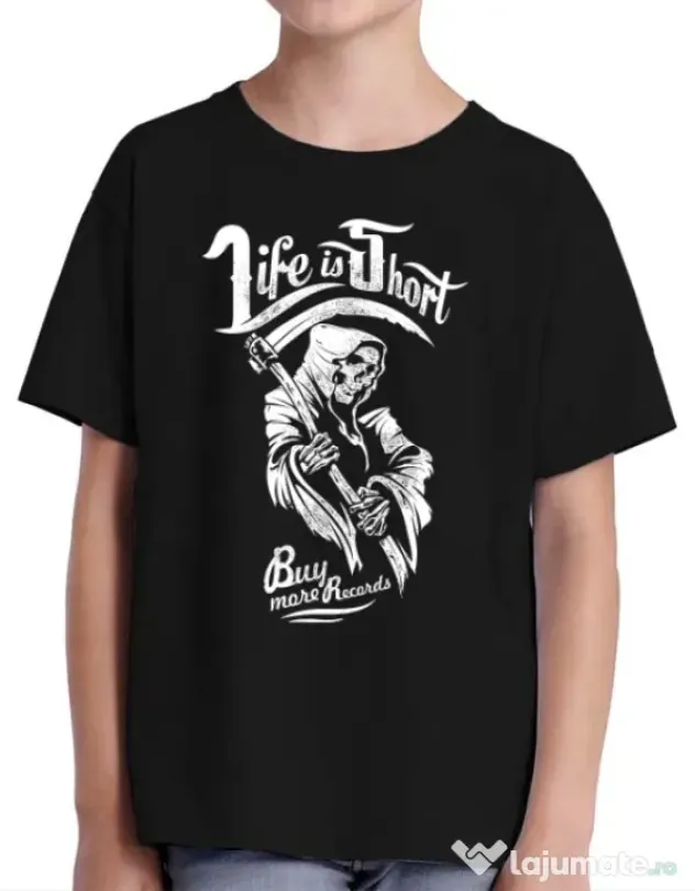 Tricou ADLER copil Life is short Negru