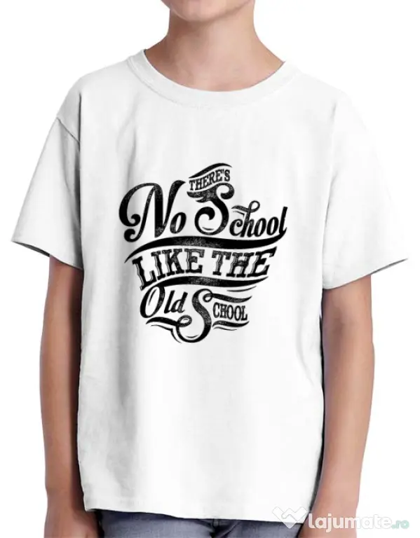 Tricou ADLER copil Old school typography Alb