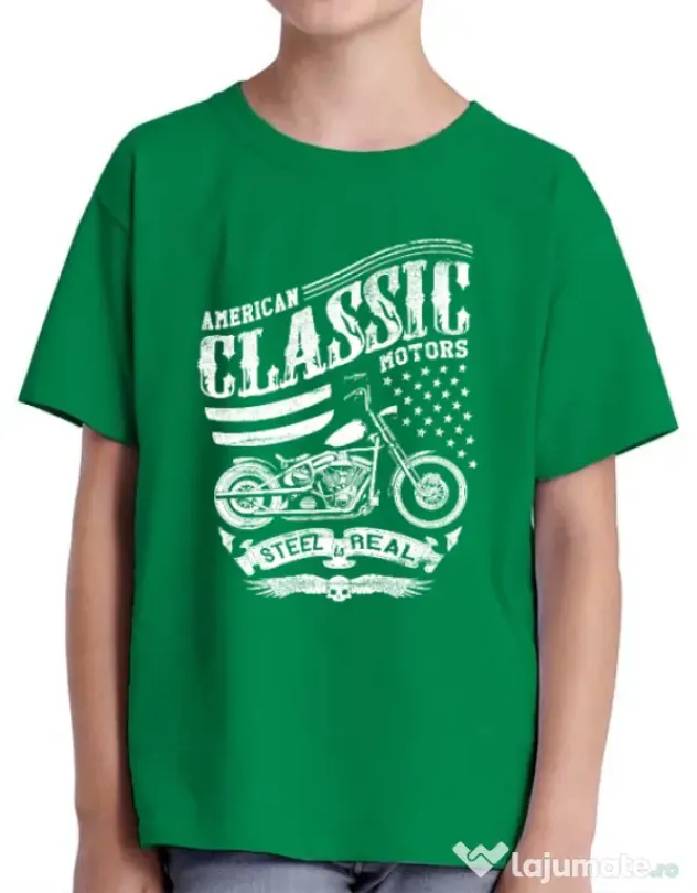 Tricou ADLER copil Steel is real Verde mediu