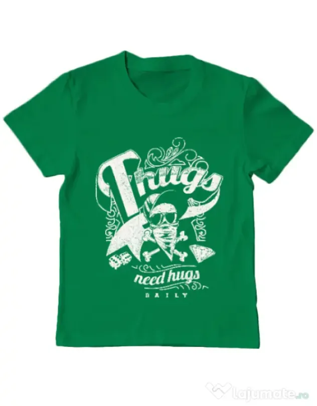 Tricou ADLER copil Thugs need hugs Verde mediu