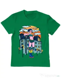 Tricou ADLER copil Bad girl Verde mediu