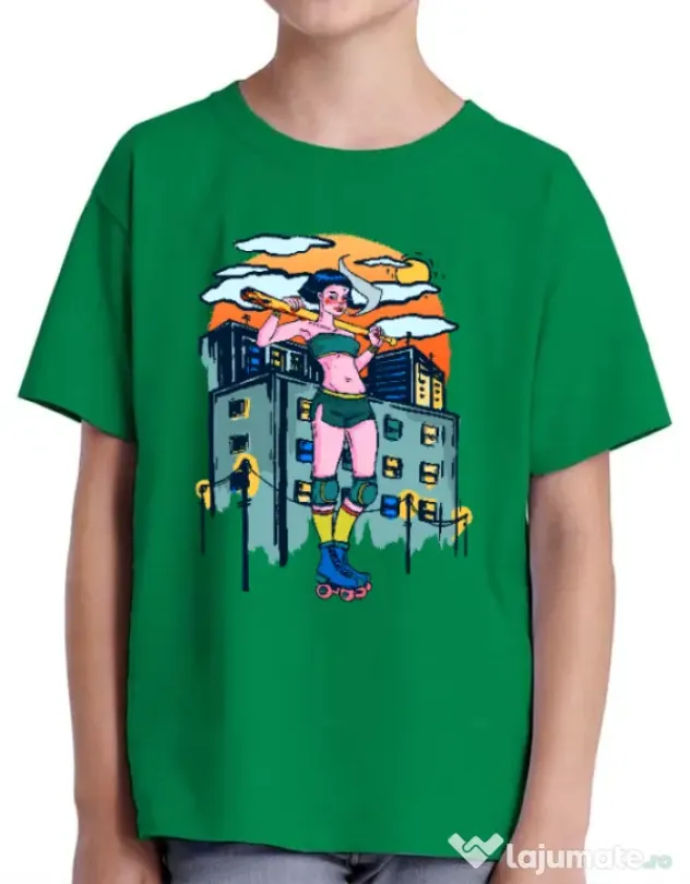 Tricou ADLER copil Bad girl Verde mediu