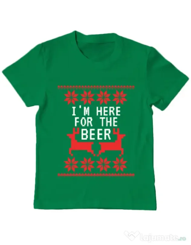 Tricou ADLER copil Here for the beer Verde mediu