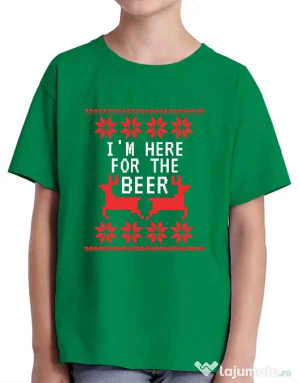 Tricou ADLER copil Here for the beer Verde mediu