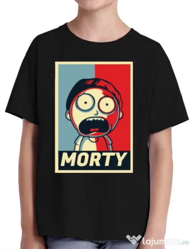 Tricou ADLER copil Morty Negru