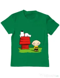 Tricou ADLER copil Stewie and Snoopy Verde mediu