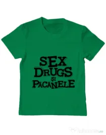 Tricou ADLER copil Sex, drugs si pacanele Verde mediu
