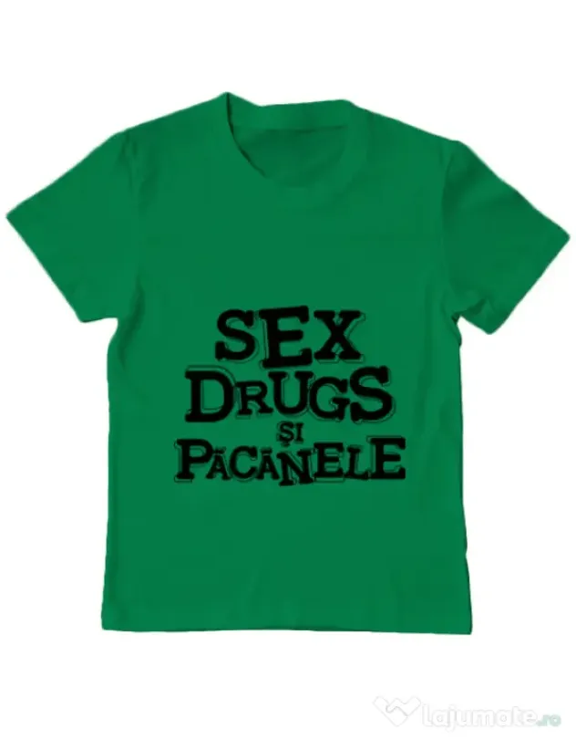 Tricou ADLER copil Sex, drugs si pacanele Verde mediu