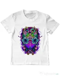 Tricou ADLER copil Flower helmet Alb