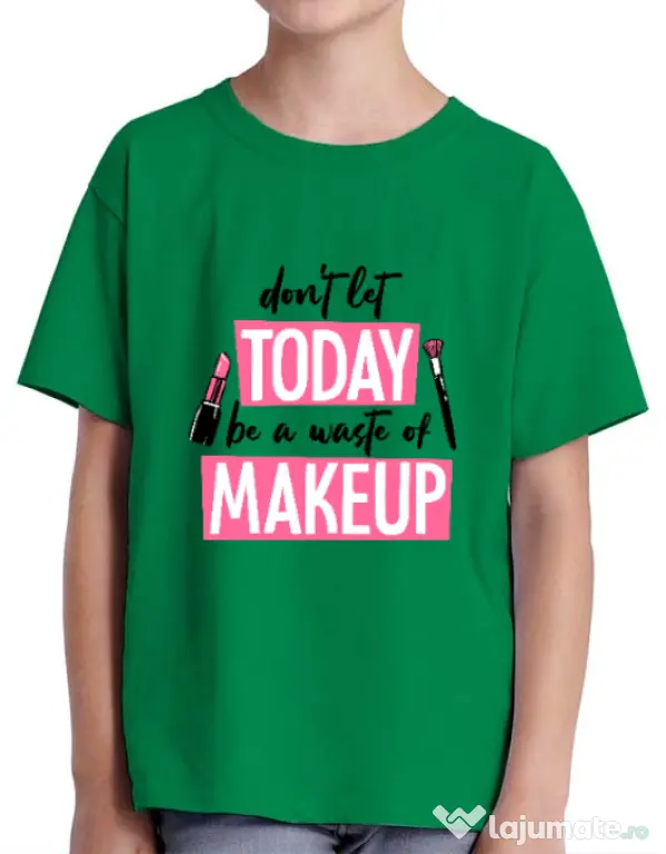 Tricou ADLER copil A waste of makeup Verde mediu