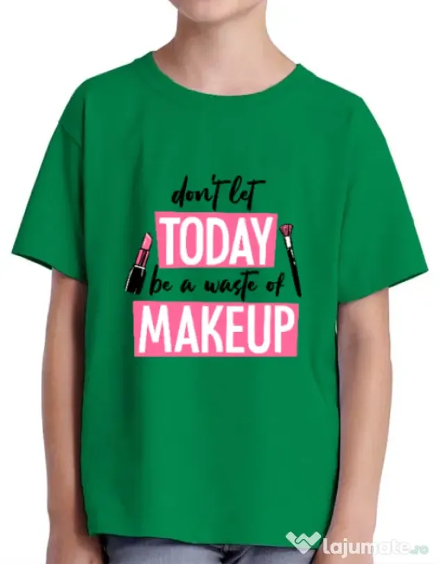 Tricou ADLER copil A waste of makeup Verde mediu