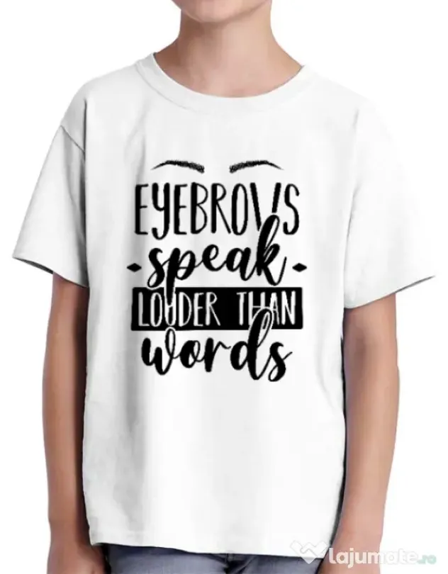 Tricou ADLER copil Eyebrows speak louder Alb