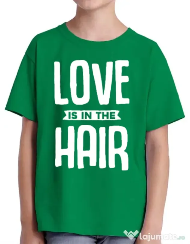 Tricou ADLER copil Love is in the hair Verde mediu