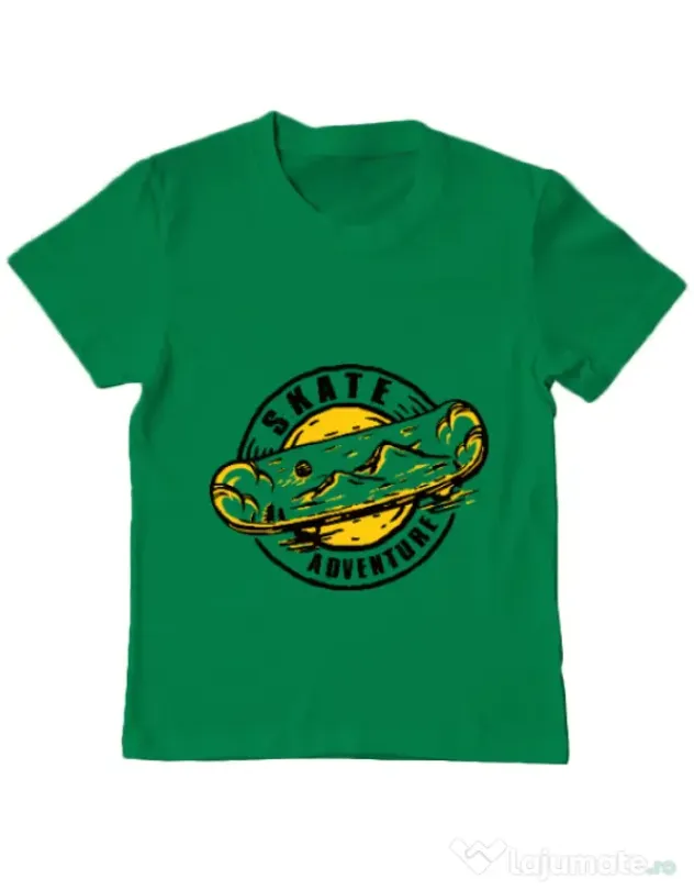Tricou ADLER copil Skate adventure Verde mediu