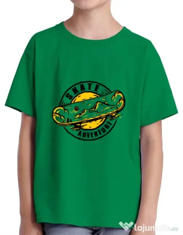 Tricou ADLER copil Skate adventure Verde mediu
