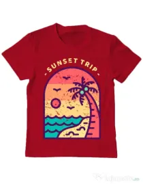 Tricou ADLER copil Sunset trip Rosu