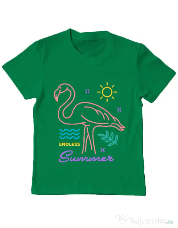 Tricou ADLER copil Flamingo endless summer Verde mediu